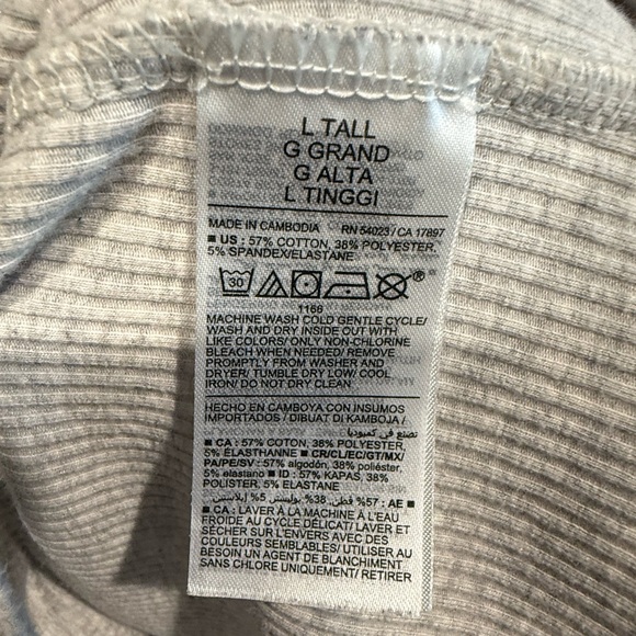 Women’s Gray Long Sleeve Ribbed Top - Large Tall - Picture 3 of 3